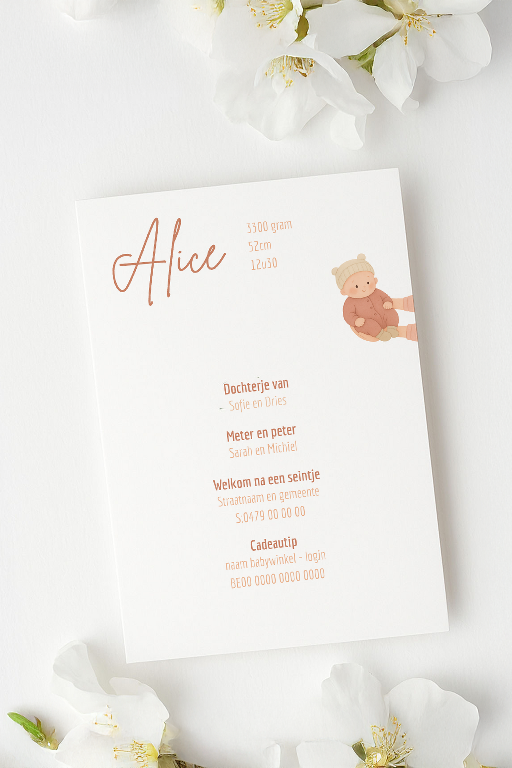 Geboortekaartje Canva template - Alice