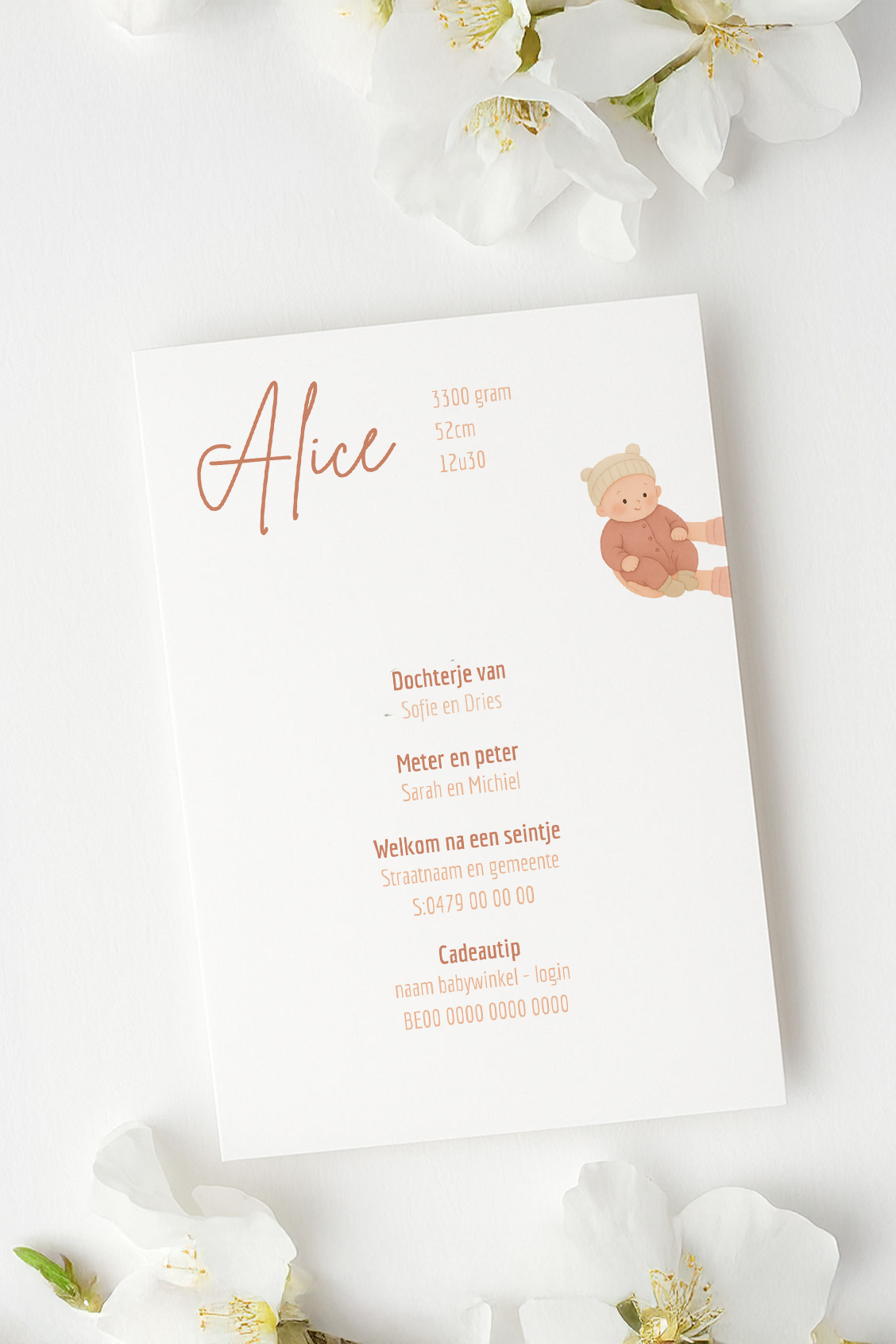 Geboortekaartje Canva template - Alice