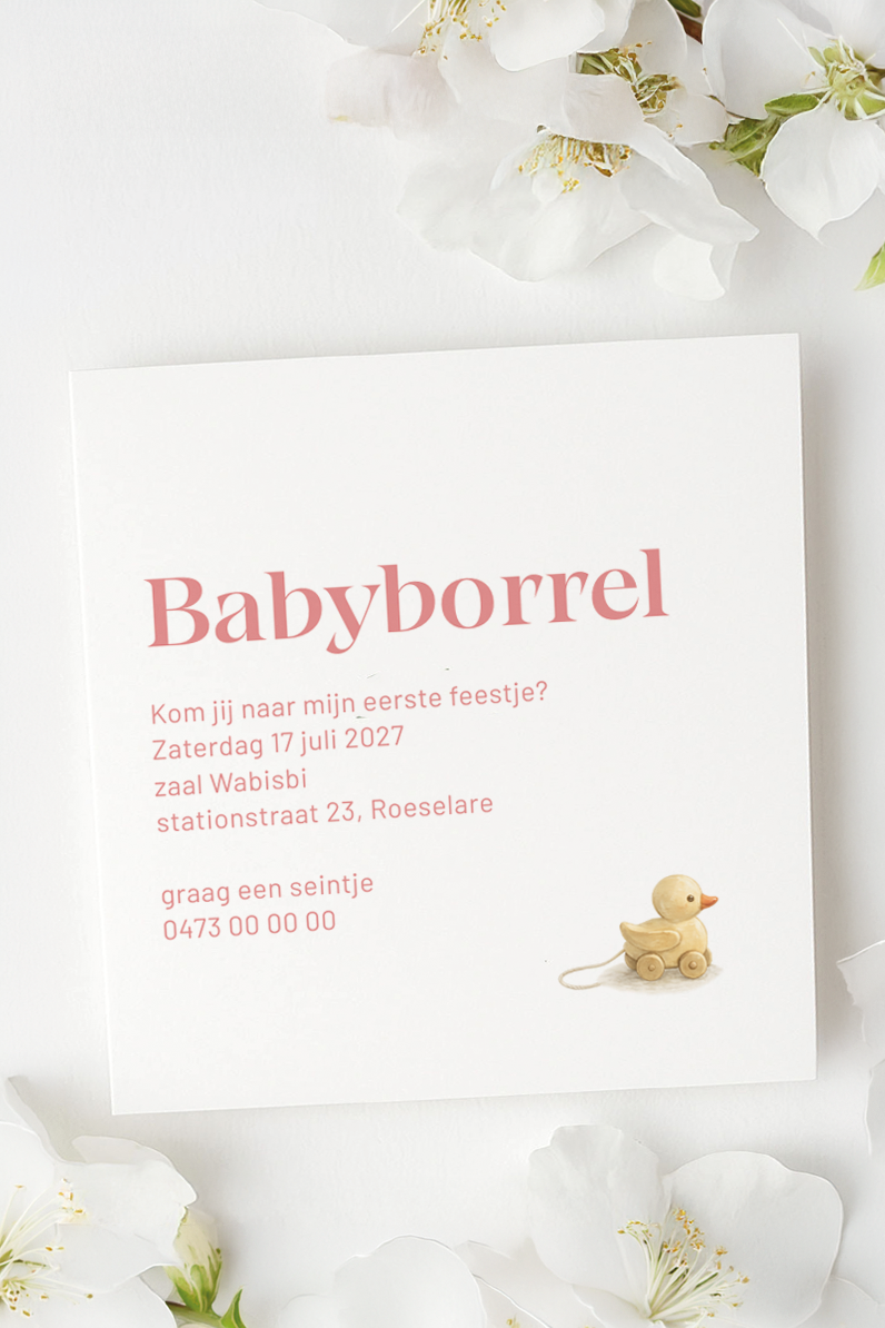 Kaartje babyborrel schattig eendje