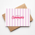 Communie kaartje - Strepen roze