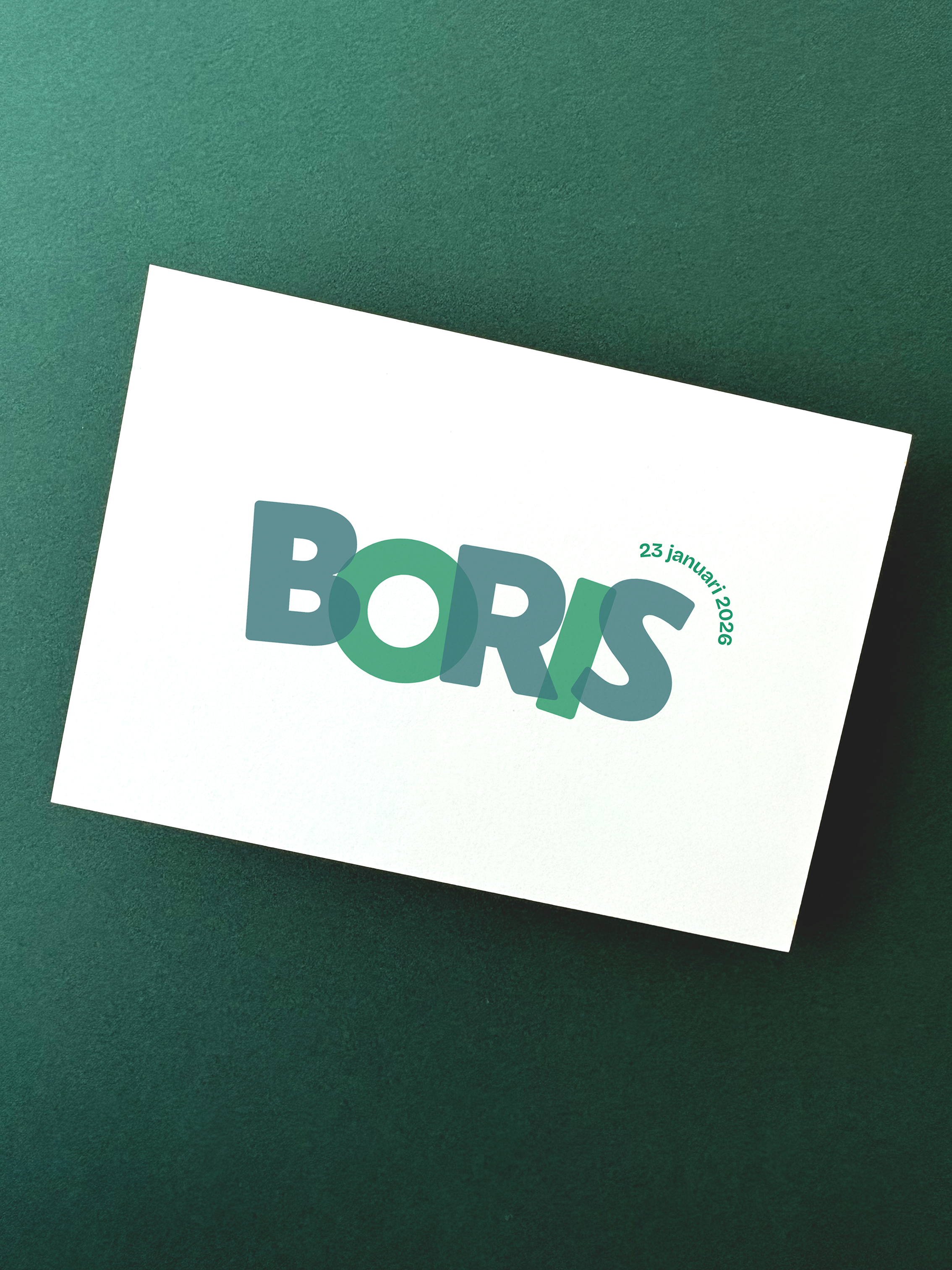 Geboortekaartje overlappende letters