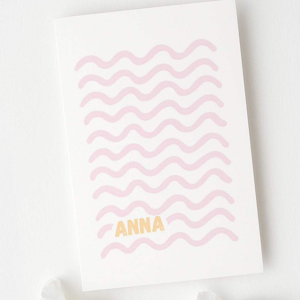 Geboortekaartje met roze golven - meisje