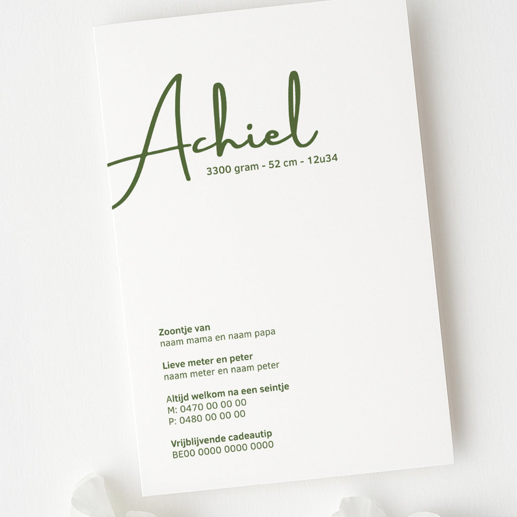 Minimalistisch geboortekaartje