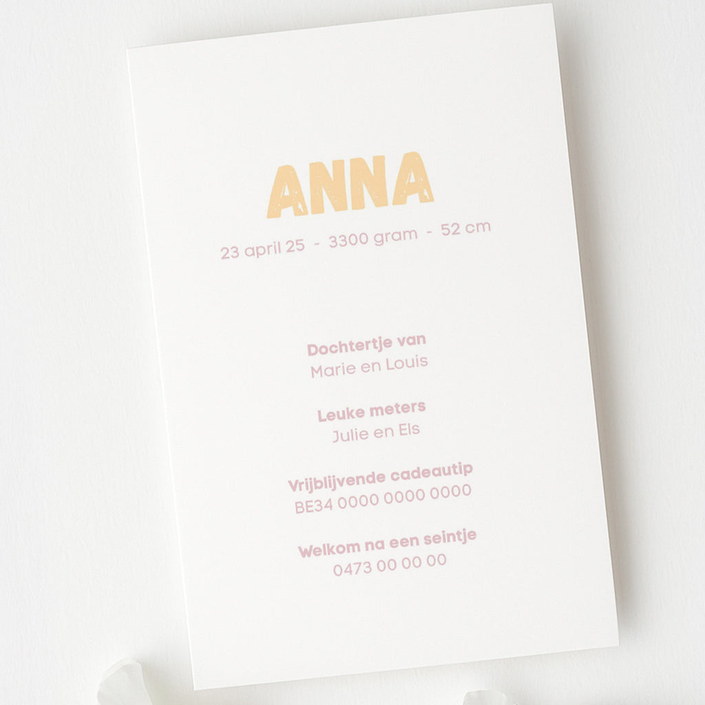 Lief geboortekaartje voor meisje