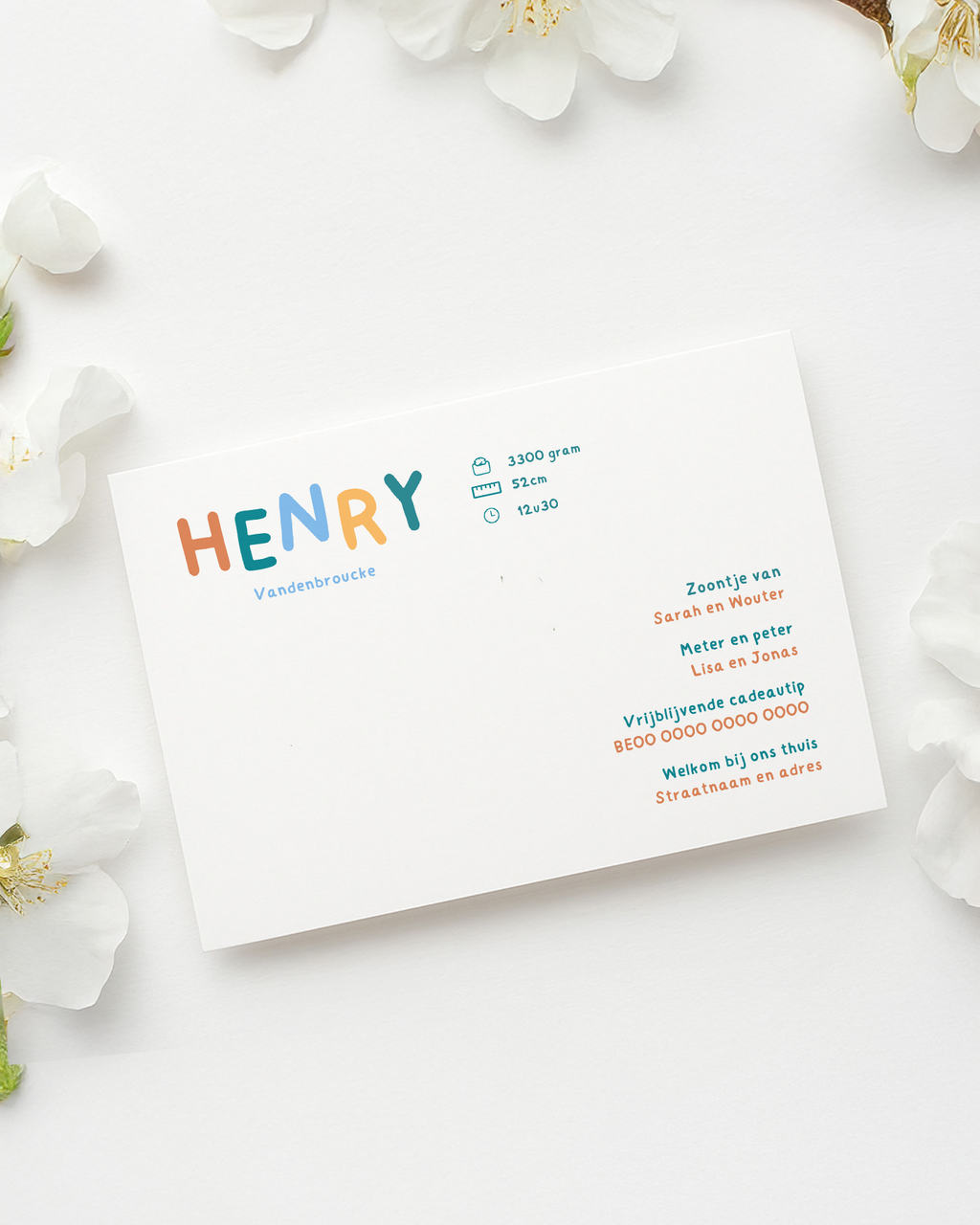 Geboortekaartje Canva template - Henry