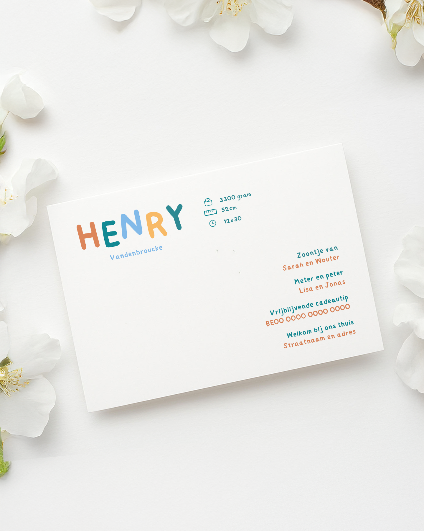 Geboortekaartje Canva template - Henry