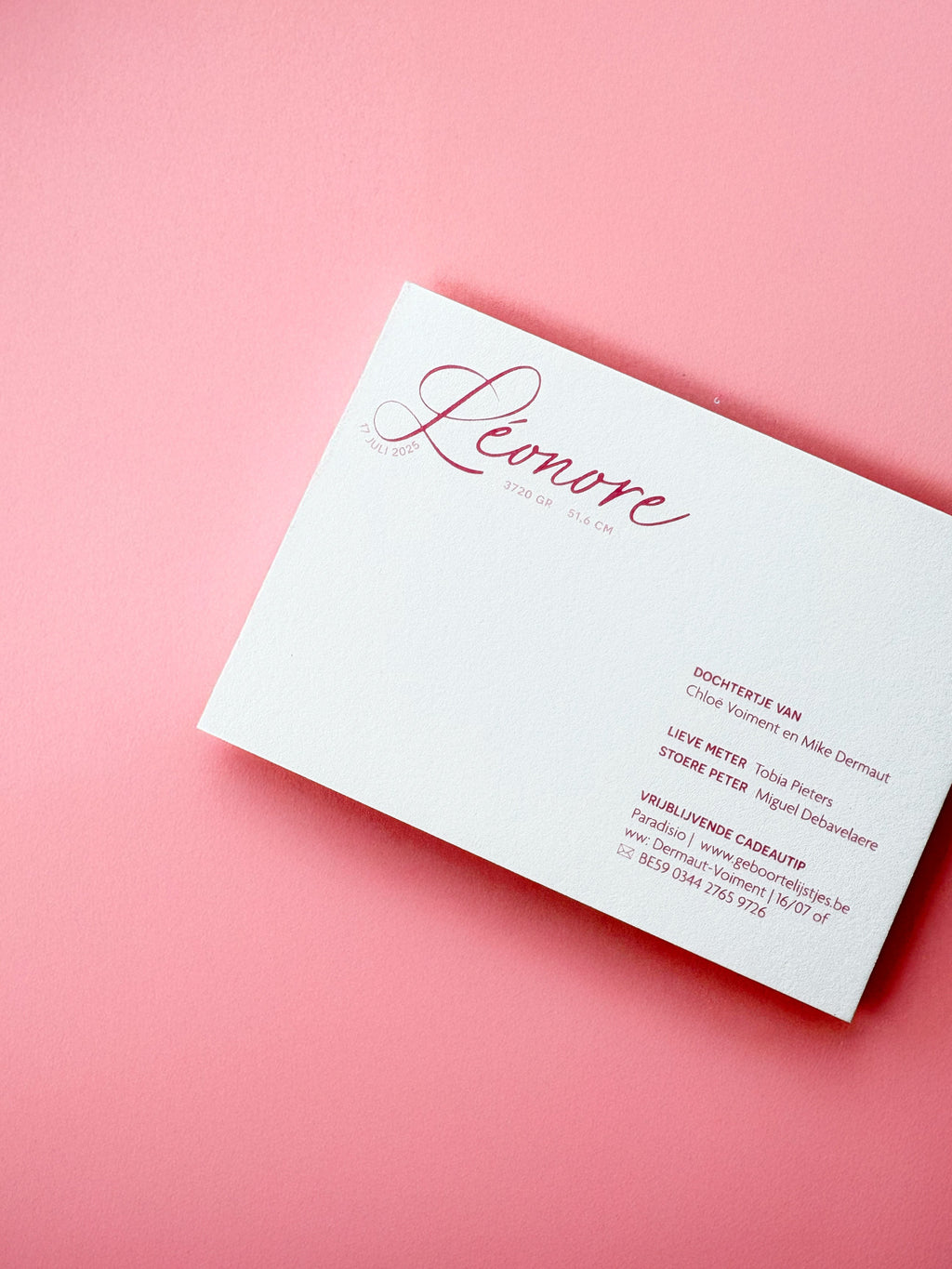 Geboortekaartje meisje roze