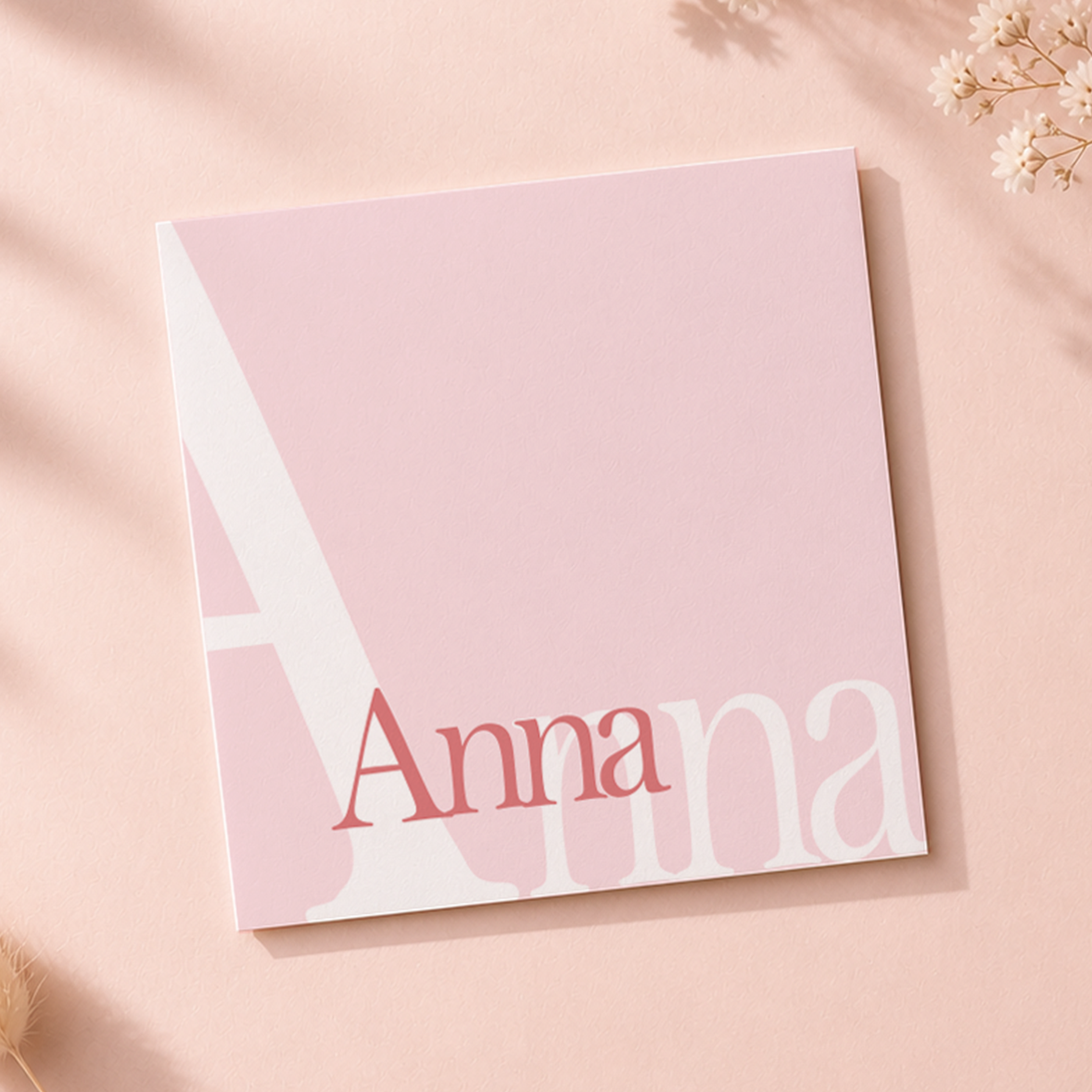 Geboortekaartje met roze tinten