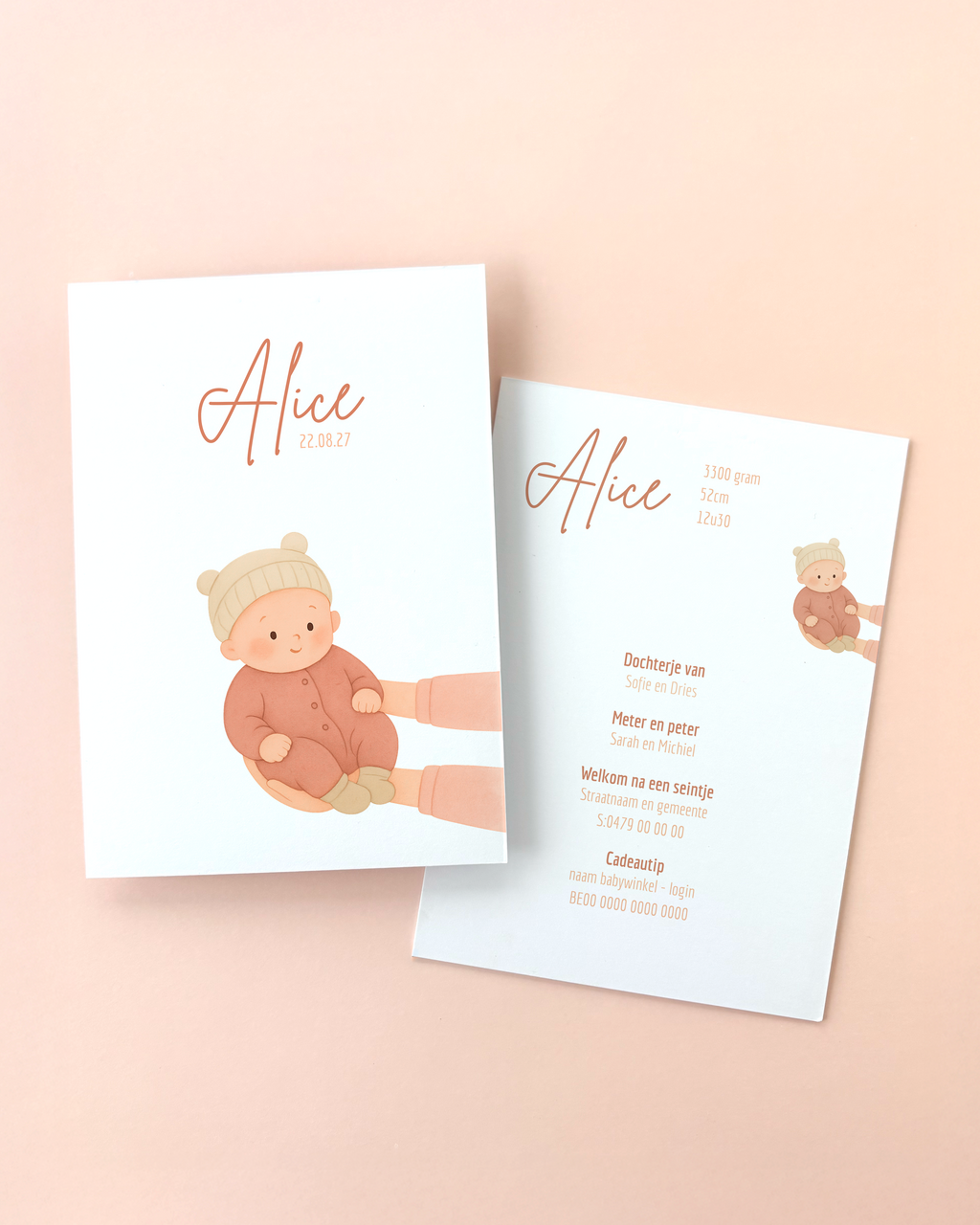Schattig geboortekaartje dat je zelf kan aanpassen in canva