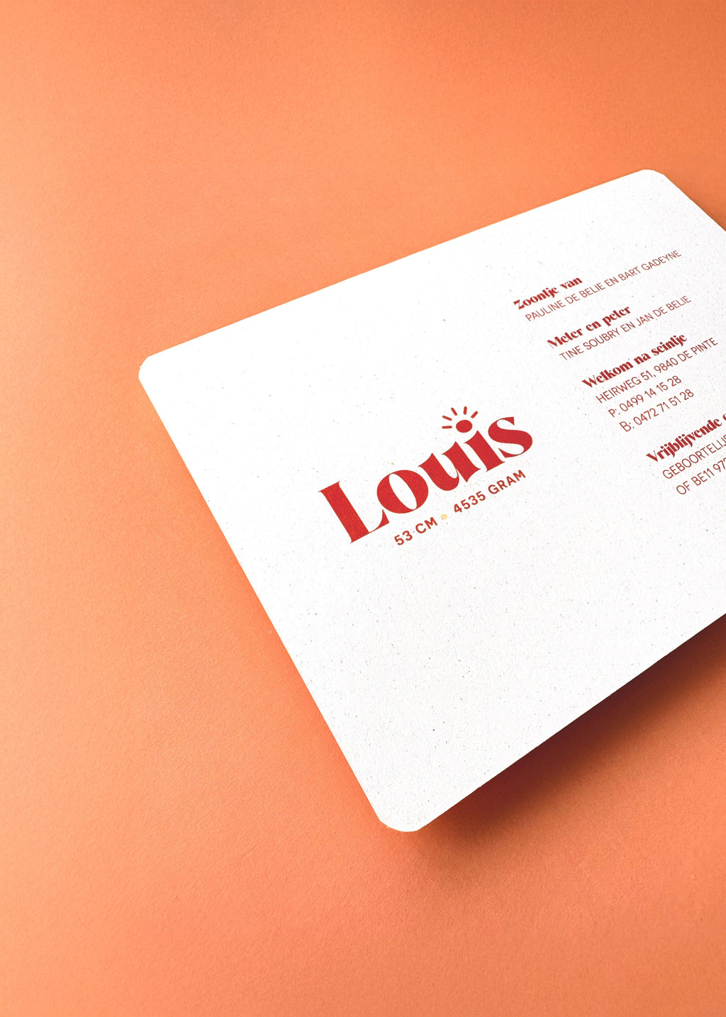 Geboortekaartje jongen in oranje