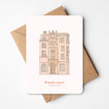 Grappig kaartje met illustratie van hotel mama