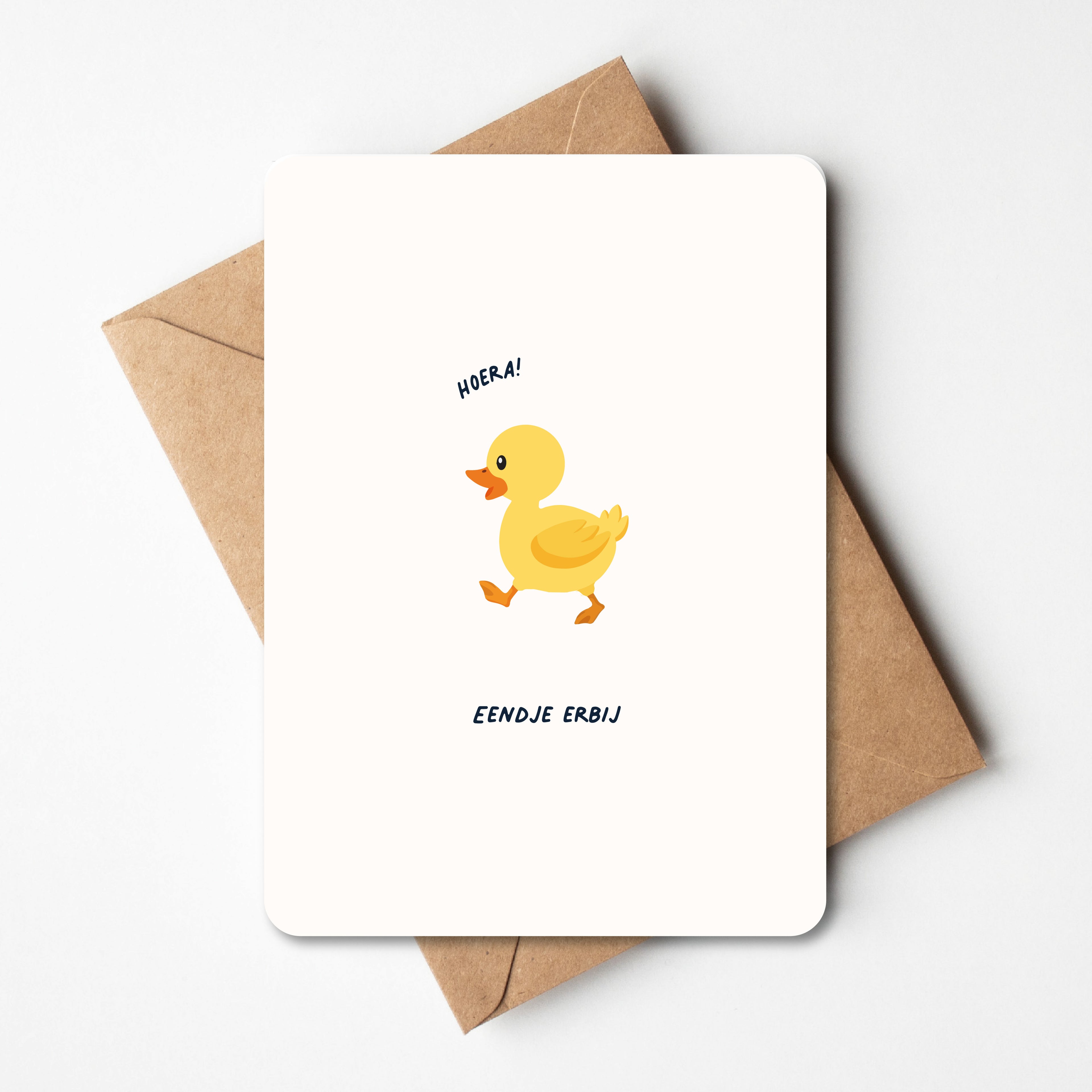 Wenskaart geboorte met eendje erbij