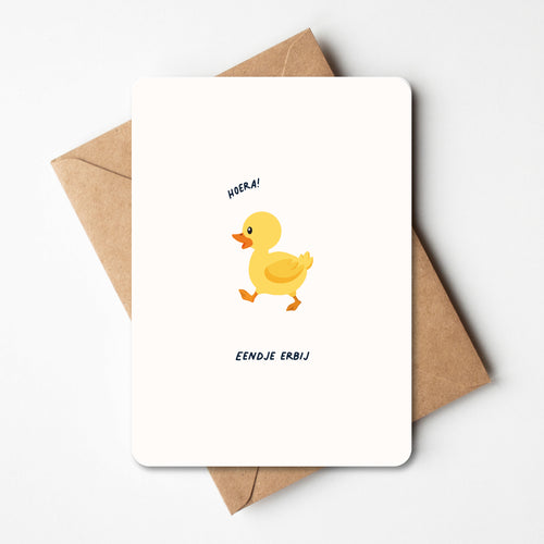 Wenskaart geboorte met eendje erbij