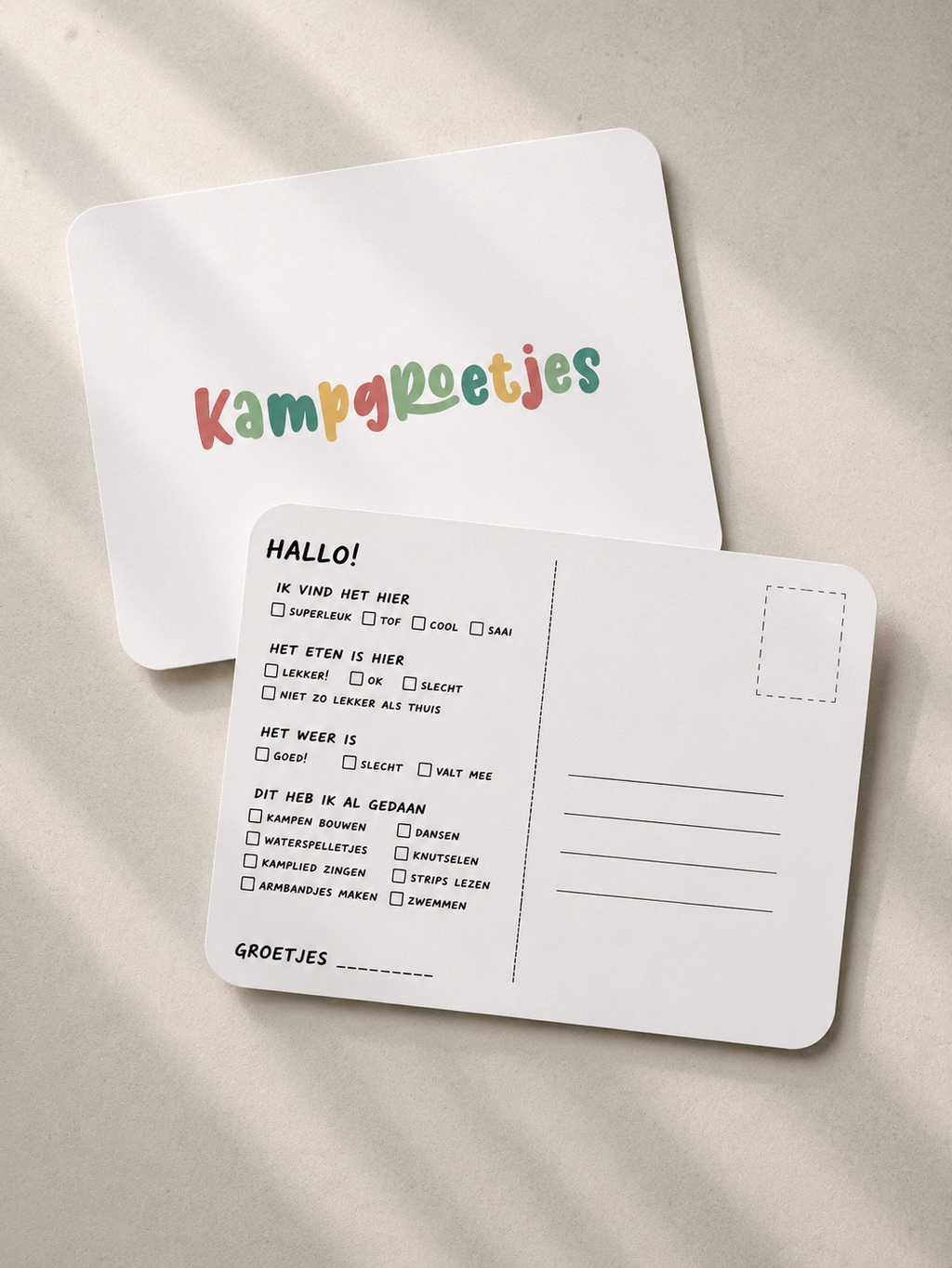 Kampkaartje met invulvakjes (zonder envelop)