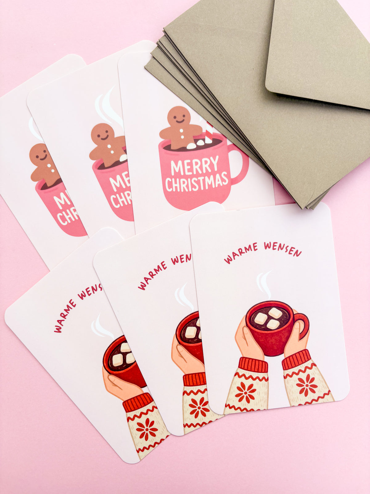 Kerstkaarten set van 6 | Kopjes