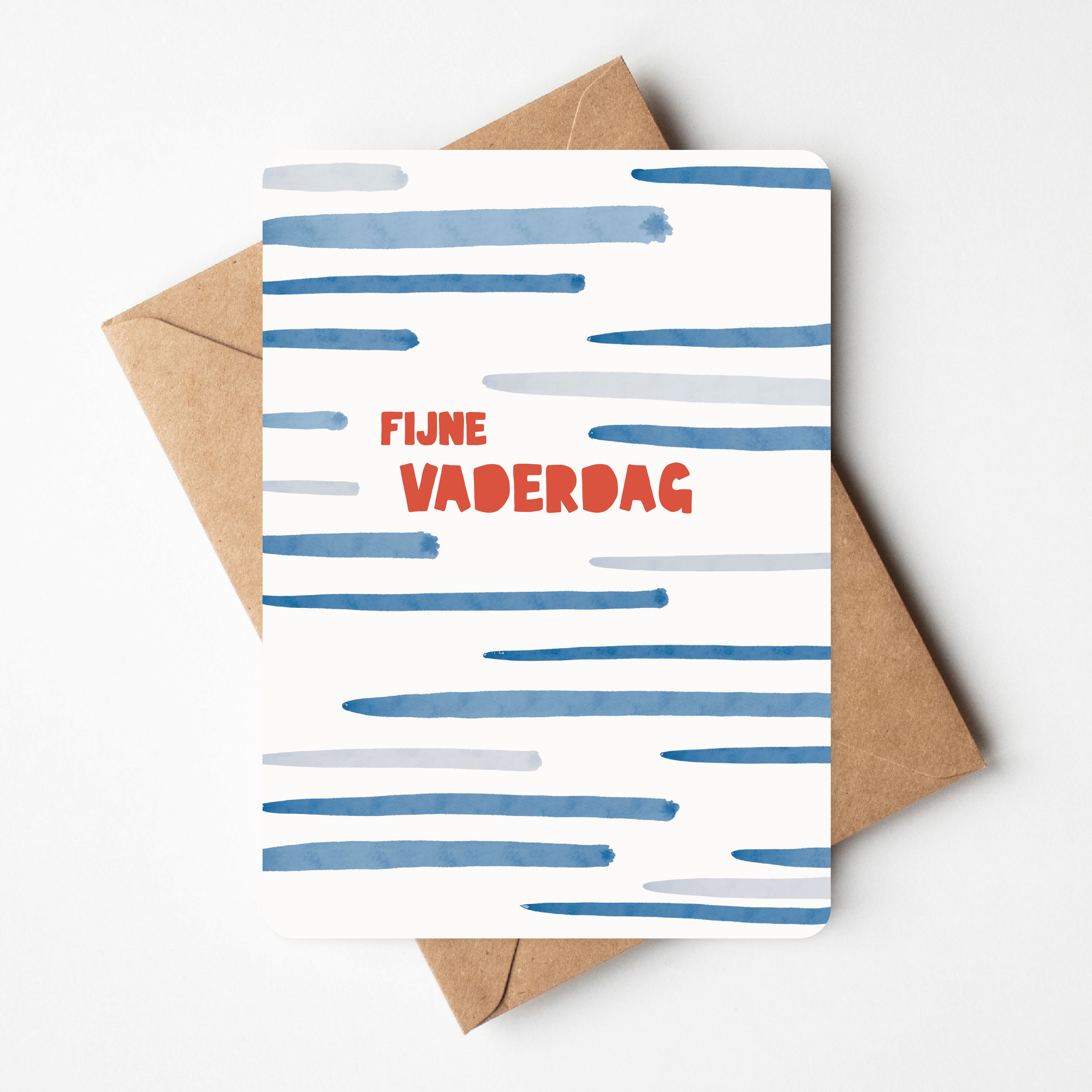 Kaartje voor vaderdag met strepen en rode tekst