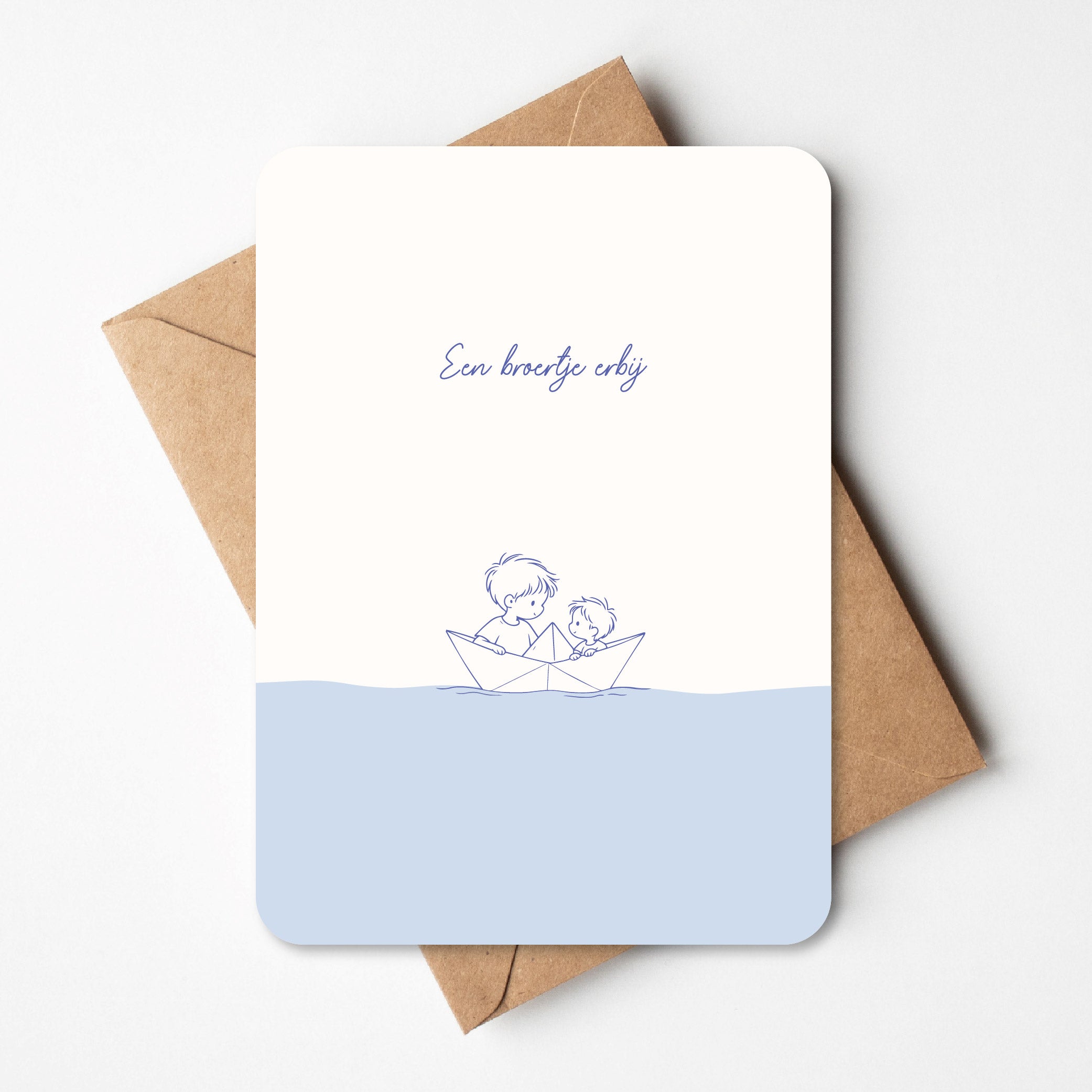 Schattig en mooi wenskaartje voor geboorte van een tweede zoon