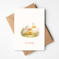 Illustratie van mama eend met haar kuikentjes