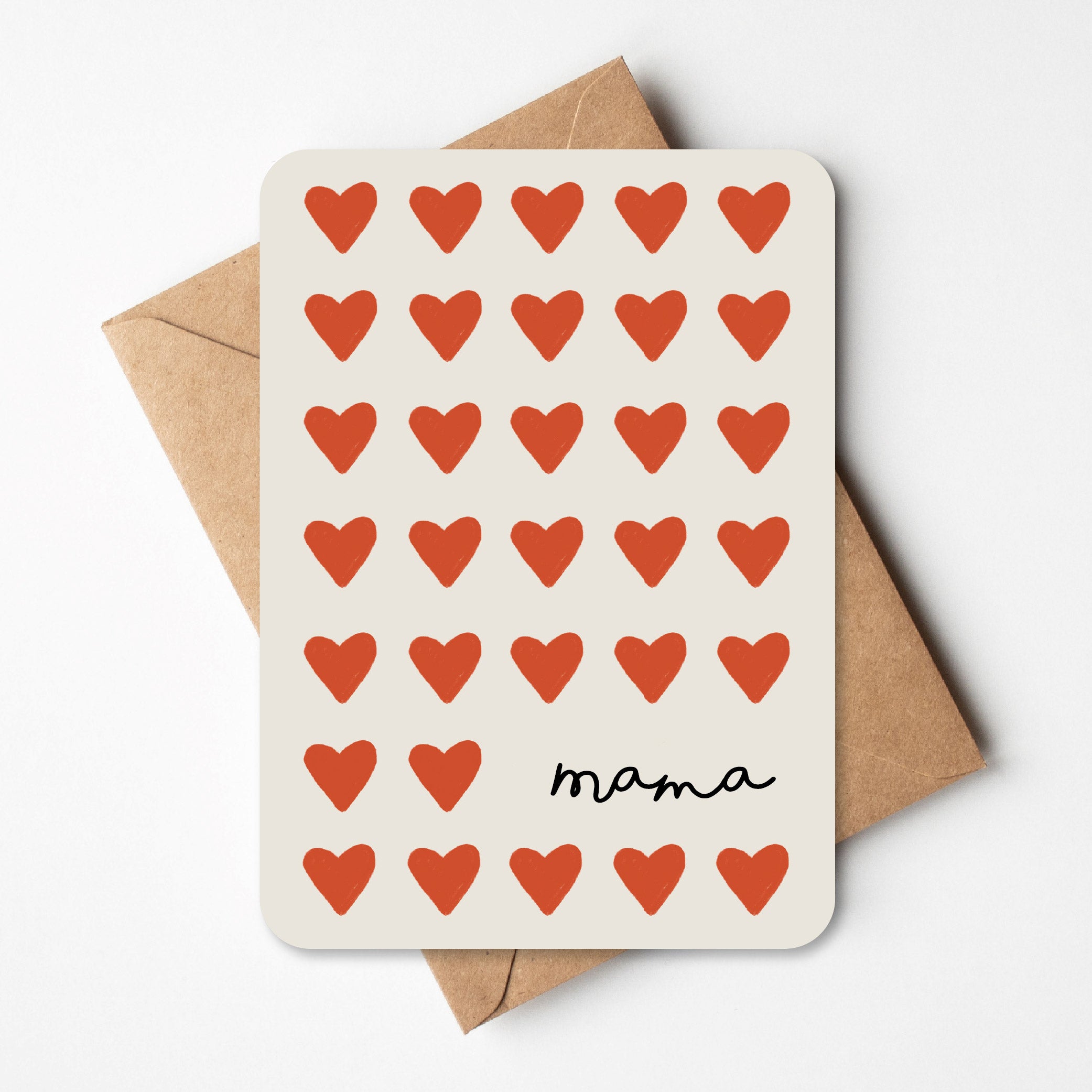 Super veel hartjes voor mama handgeschreven