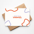 Kaart met speelse vormen en tekst 'proficiat met je vormsel'
