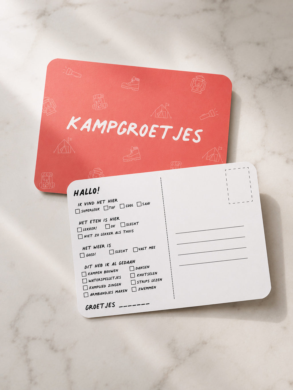 kampkaartjes voor kindjes die niet graag schrijven