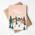 Kerstkaart met illustratie van kerstdorp