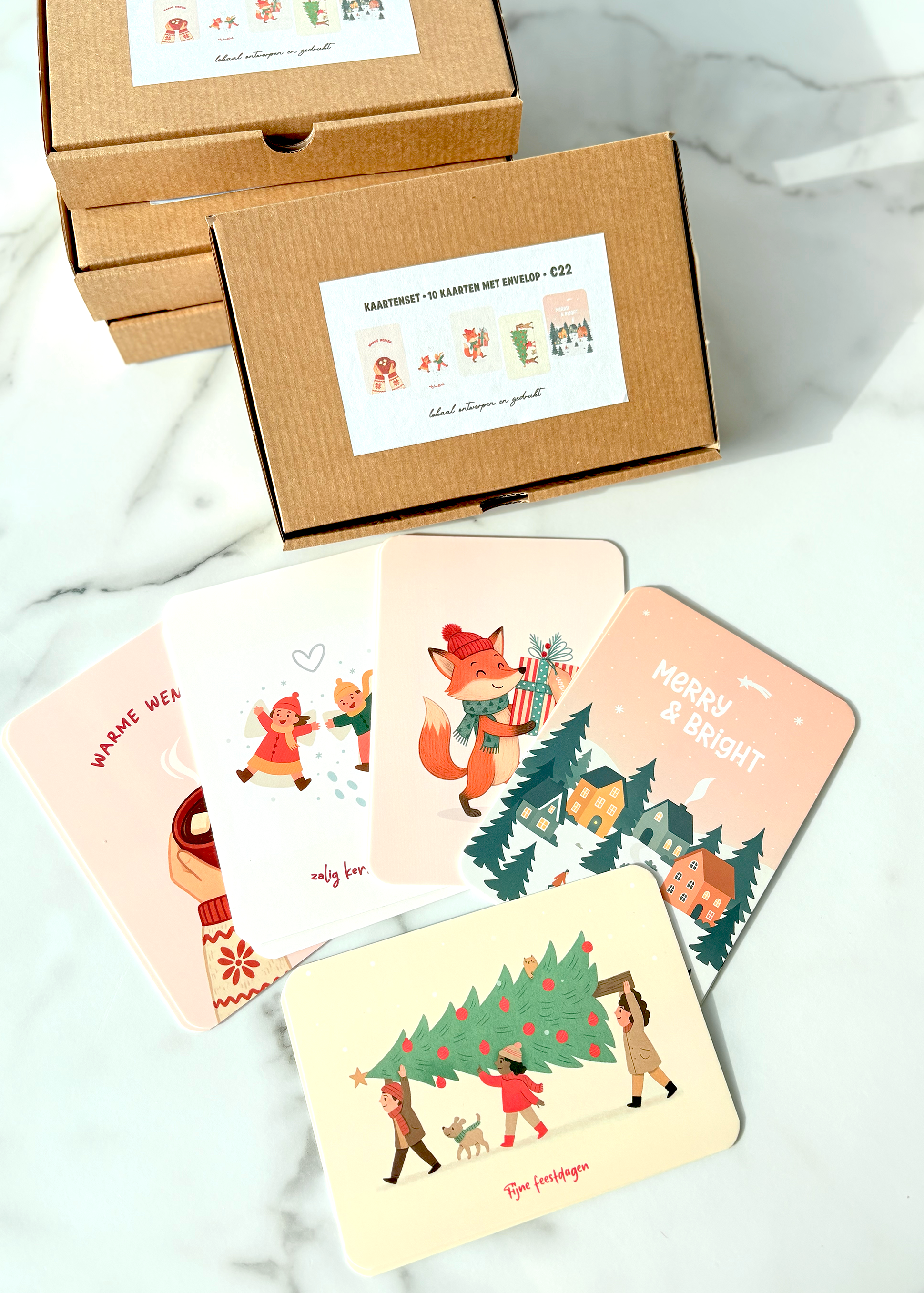 Set van 10 kerstkaarten