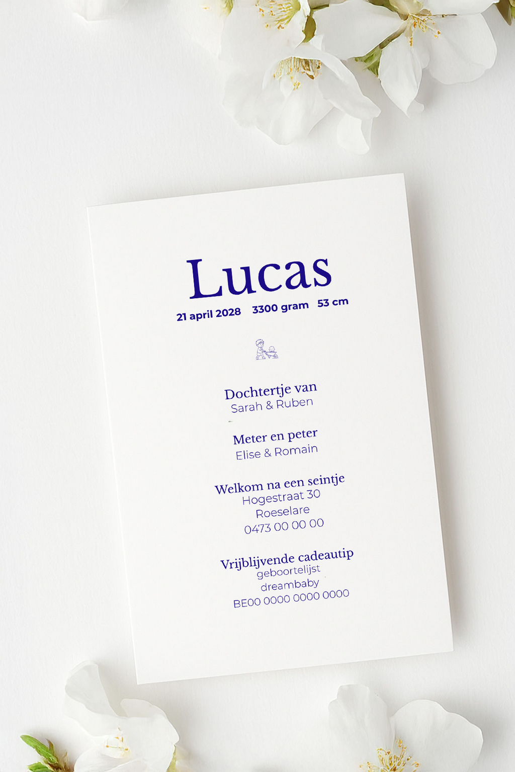 Geboortekaartje Canva template - Lucas