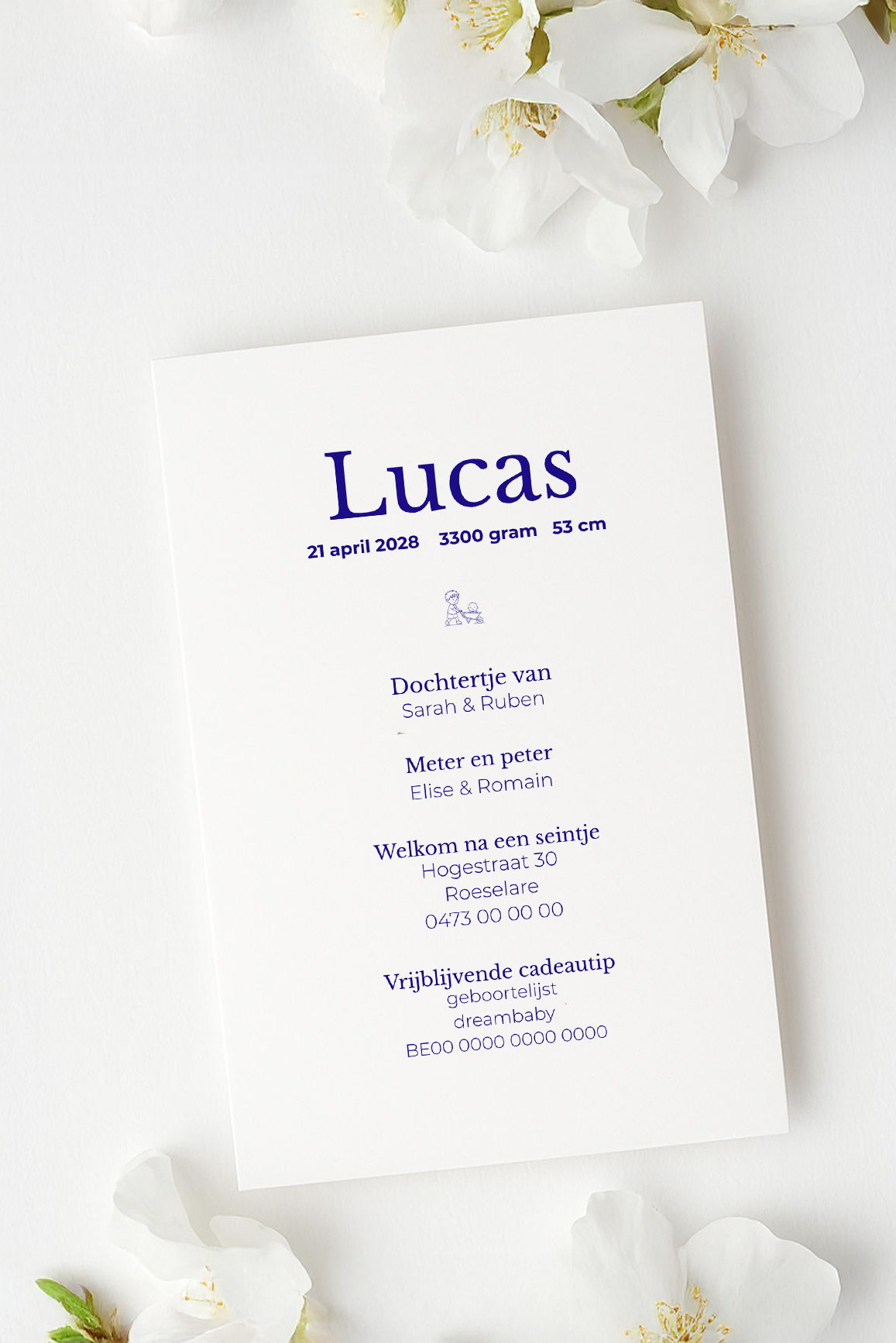 Geboortekaartje Canva template - Lucas