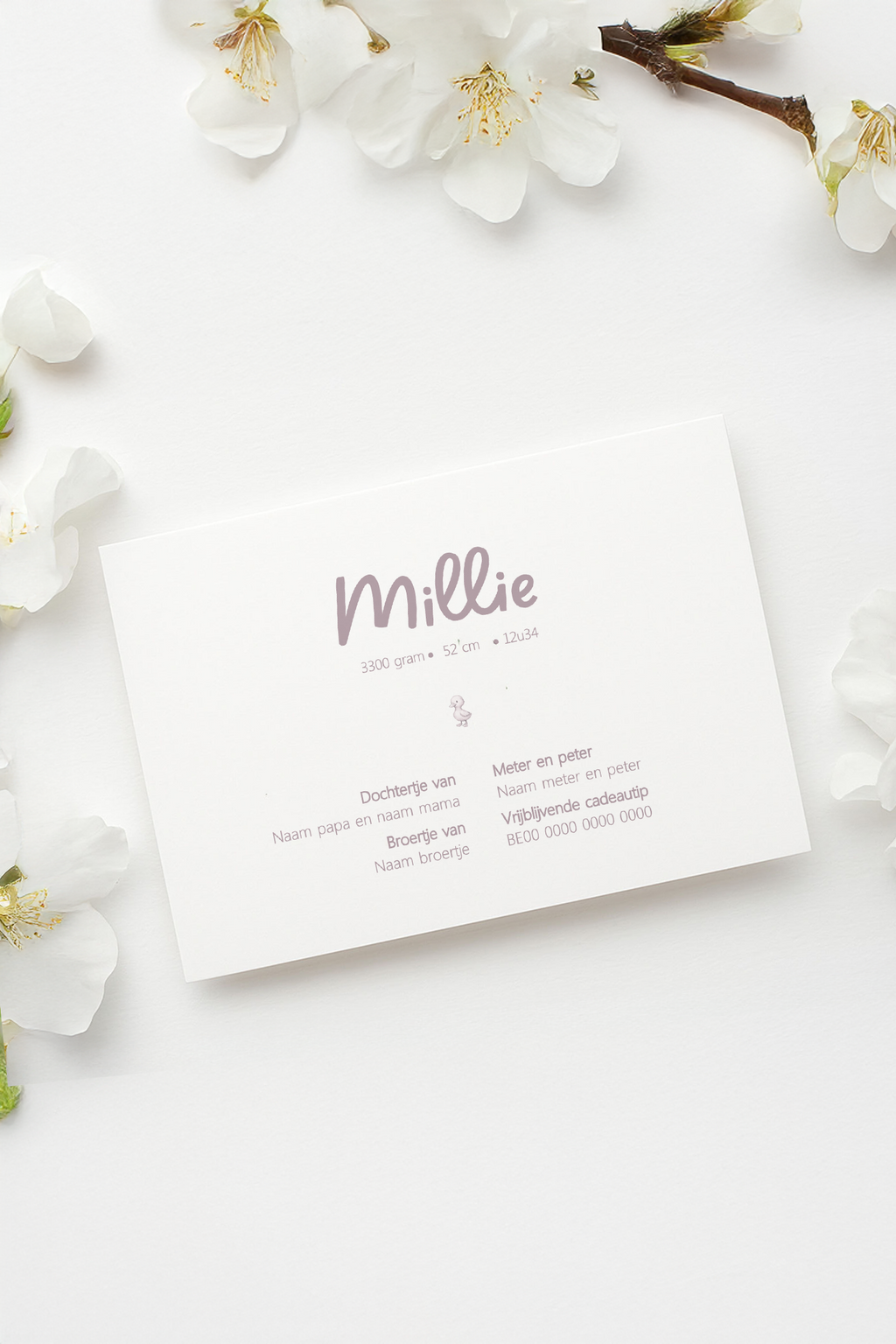 Geboortekaartje Canva template - Millie