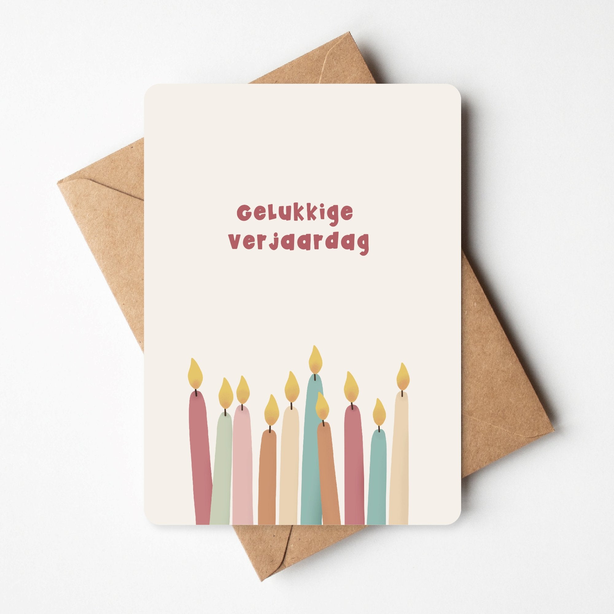 Gelukkige verjaardag -  Verjaardagskaartje met kaarsen
