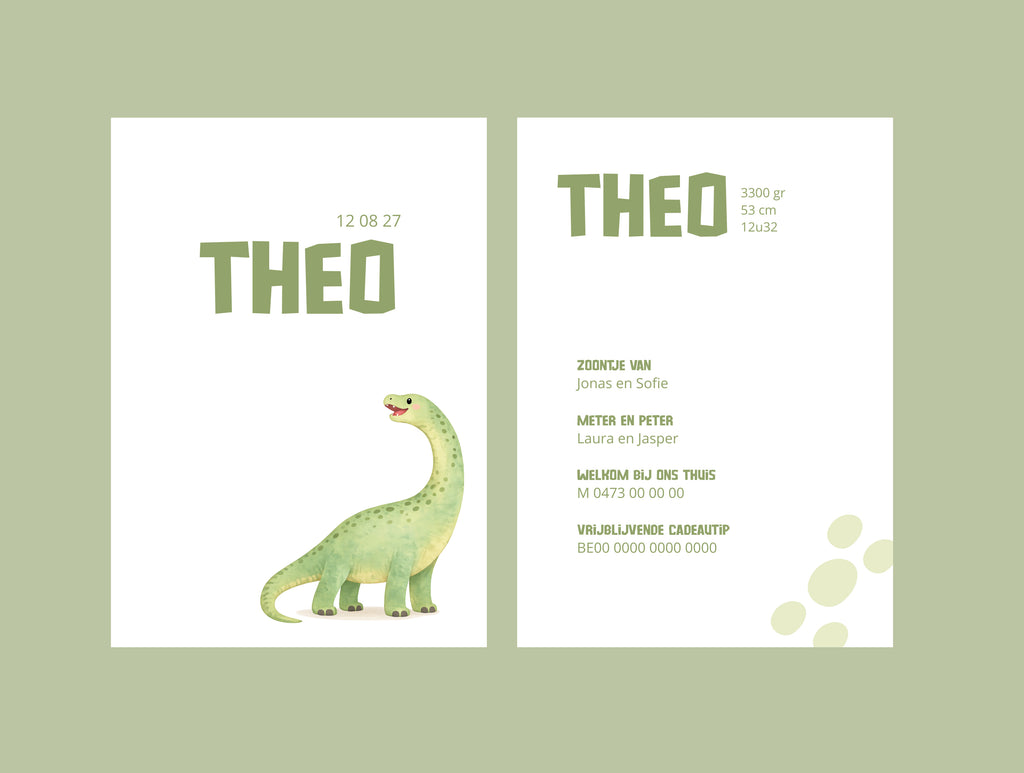 Canva geboortekaart – Theo