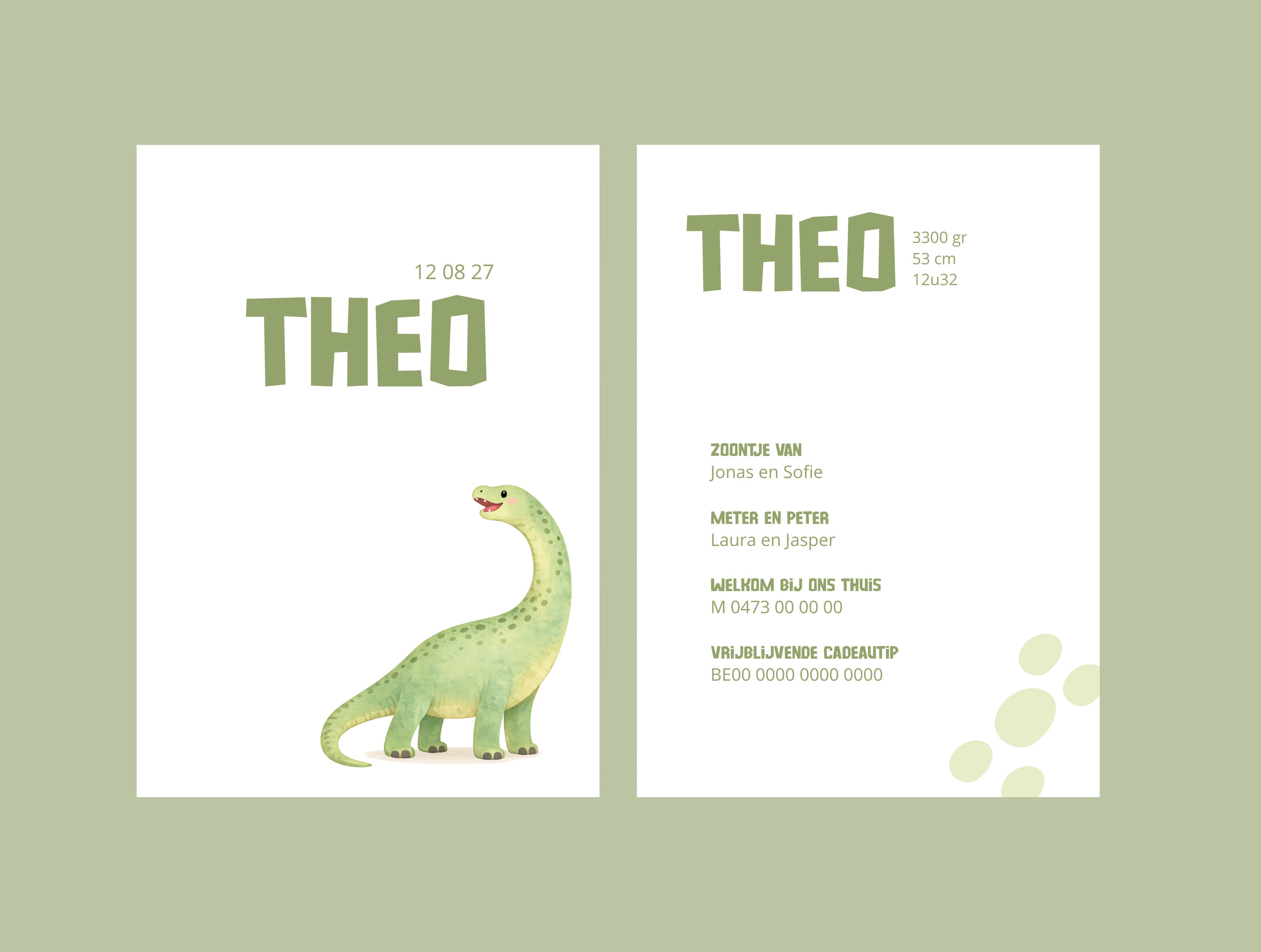 Canva geboortekaart – Theo