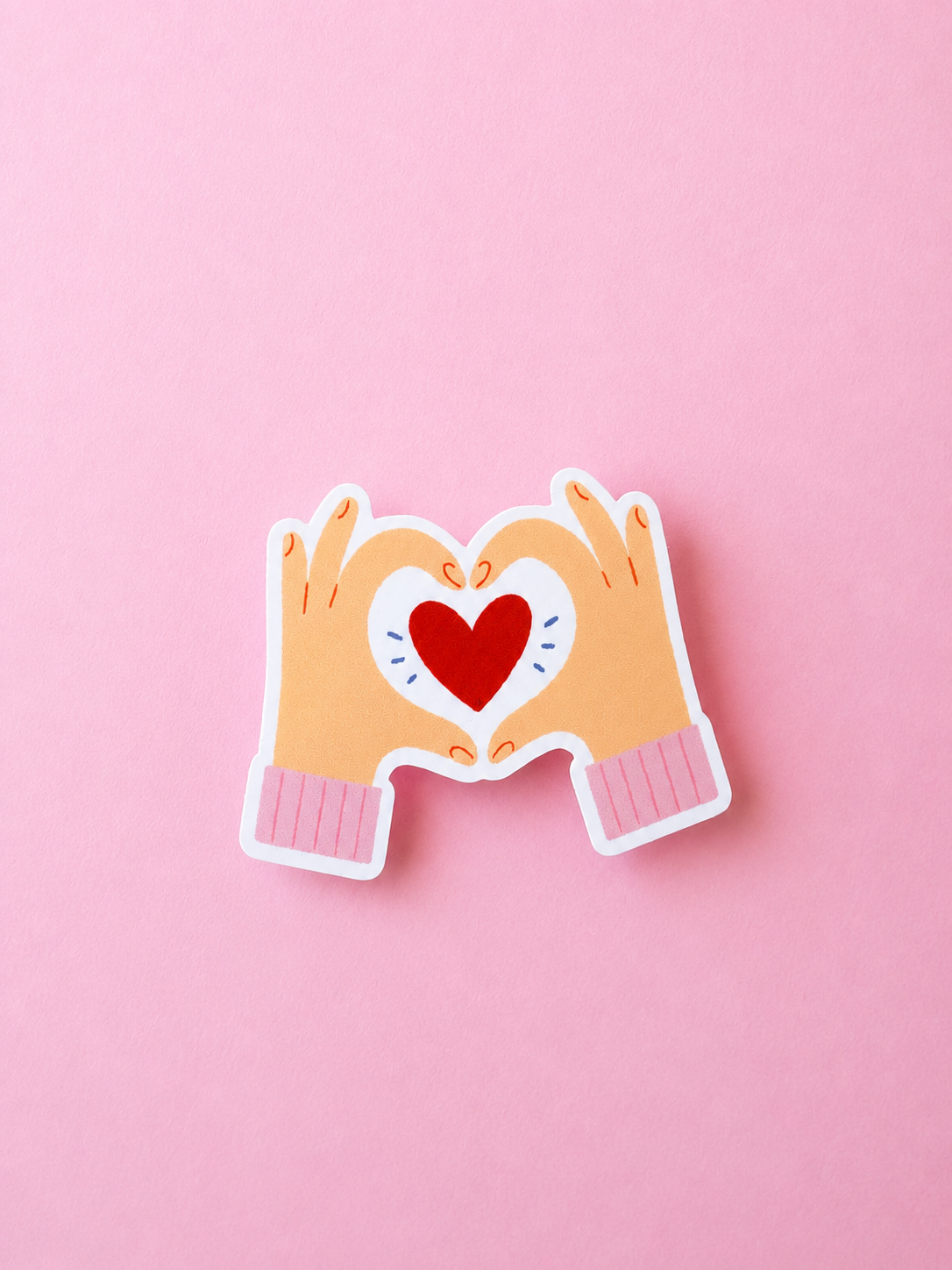 Schattige sticker met handen die een hartje vormen