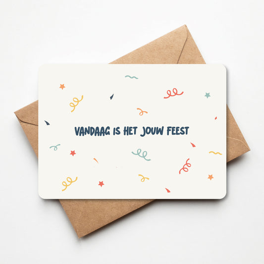 Wenskaart met illustratie van confetti - buro allure