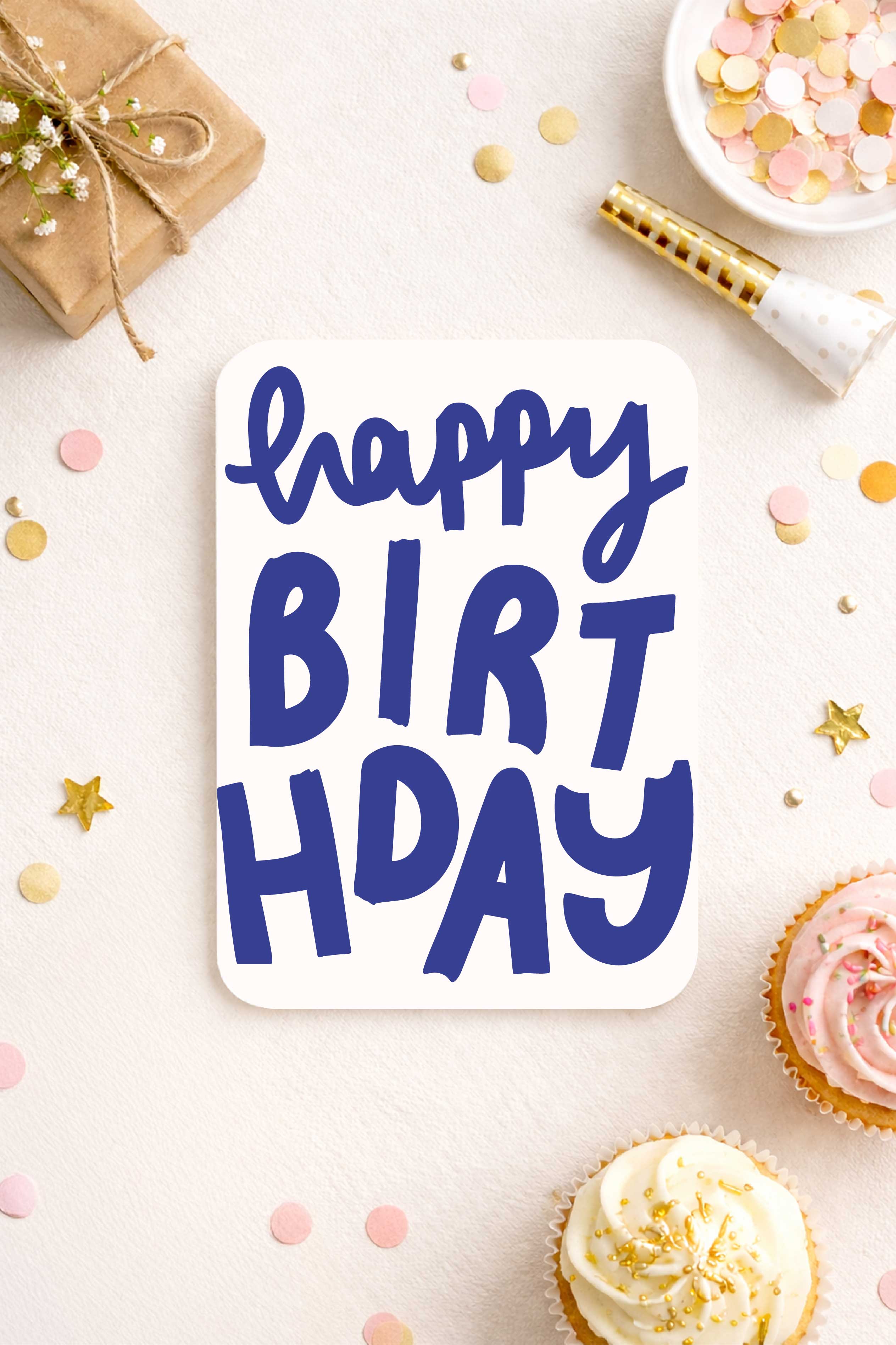 Verjaardagskaart met tekst happy birthday