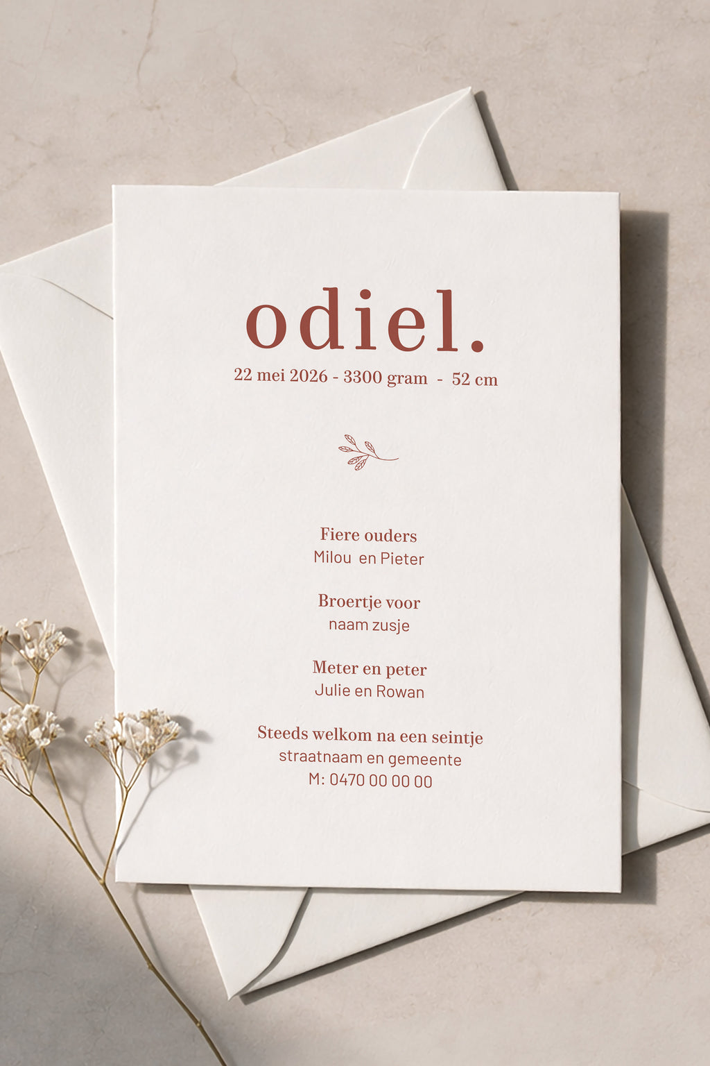 Canva geboortekaart template -  Odiel takje