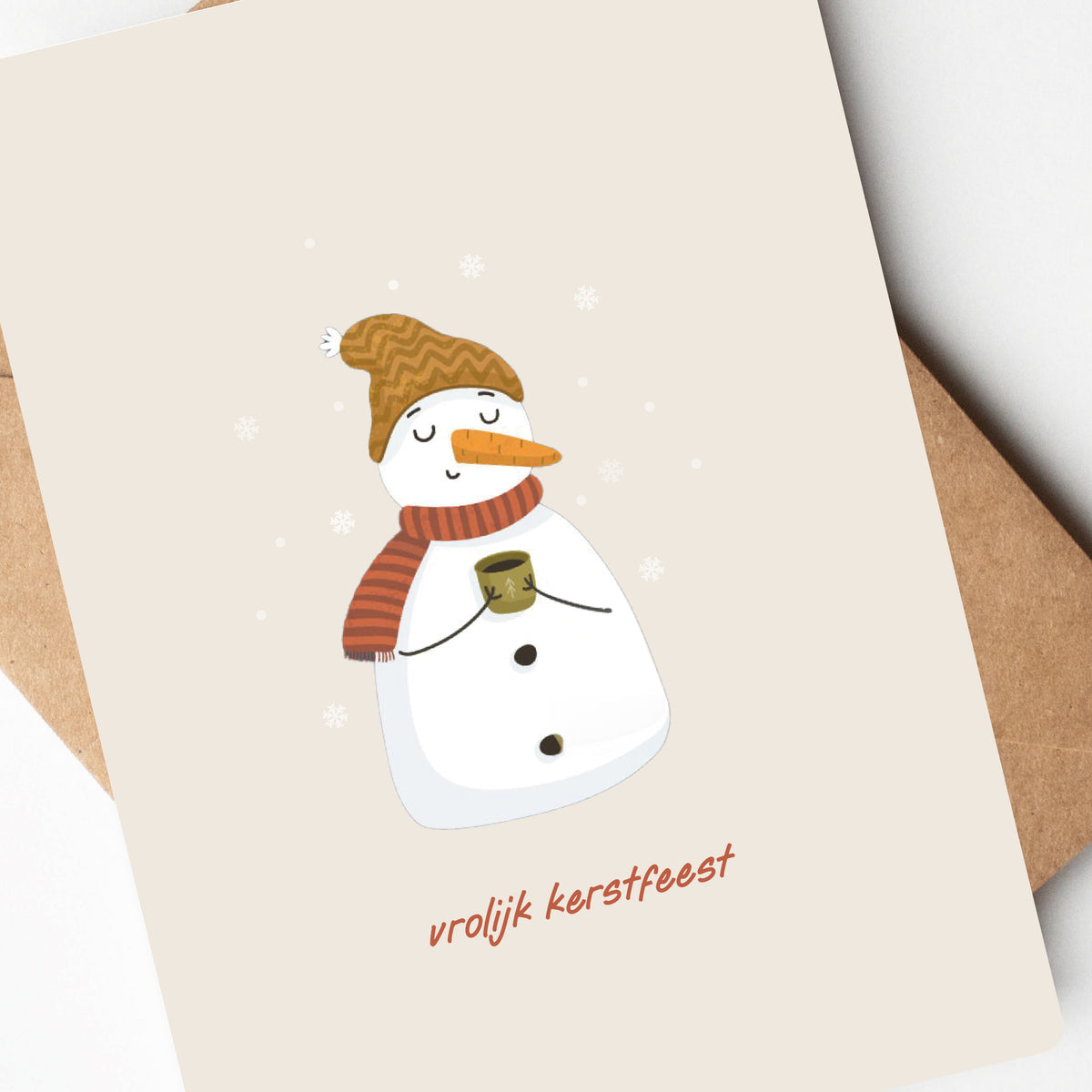 Kerstkaart - Sneeuwmannetje drankje