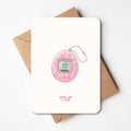 Grappige verjaardagskaart met illustratie van een tamagotchi met tekst level up +1 jaar
