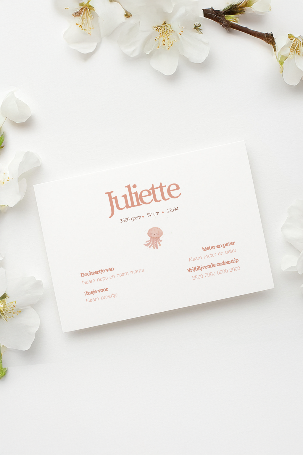 Geboortekaartje Canva template - Juliette