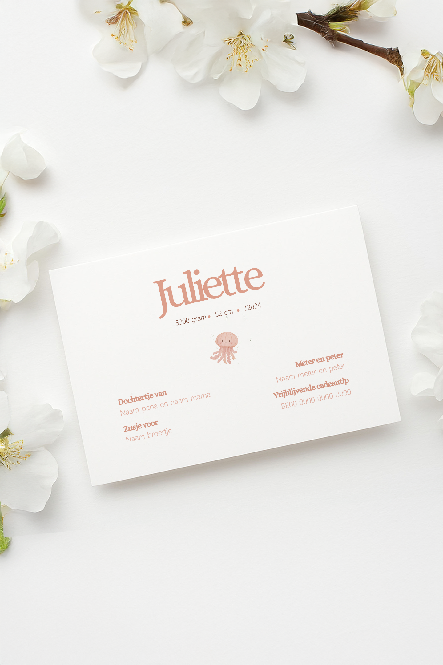 Geboortekaartje Canva template - Juliette