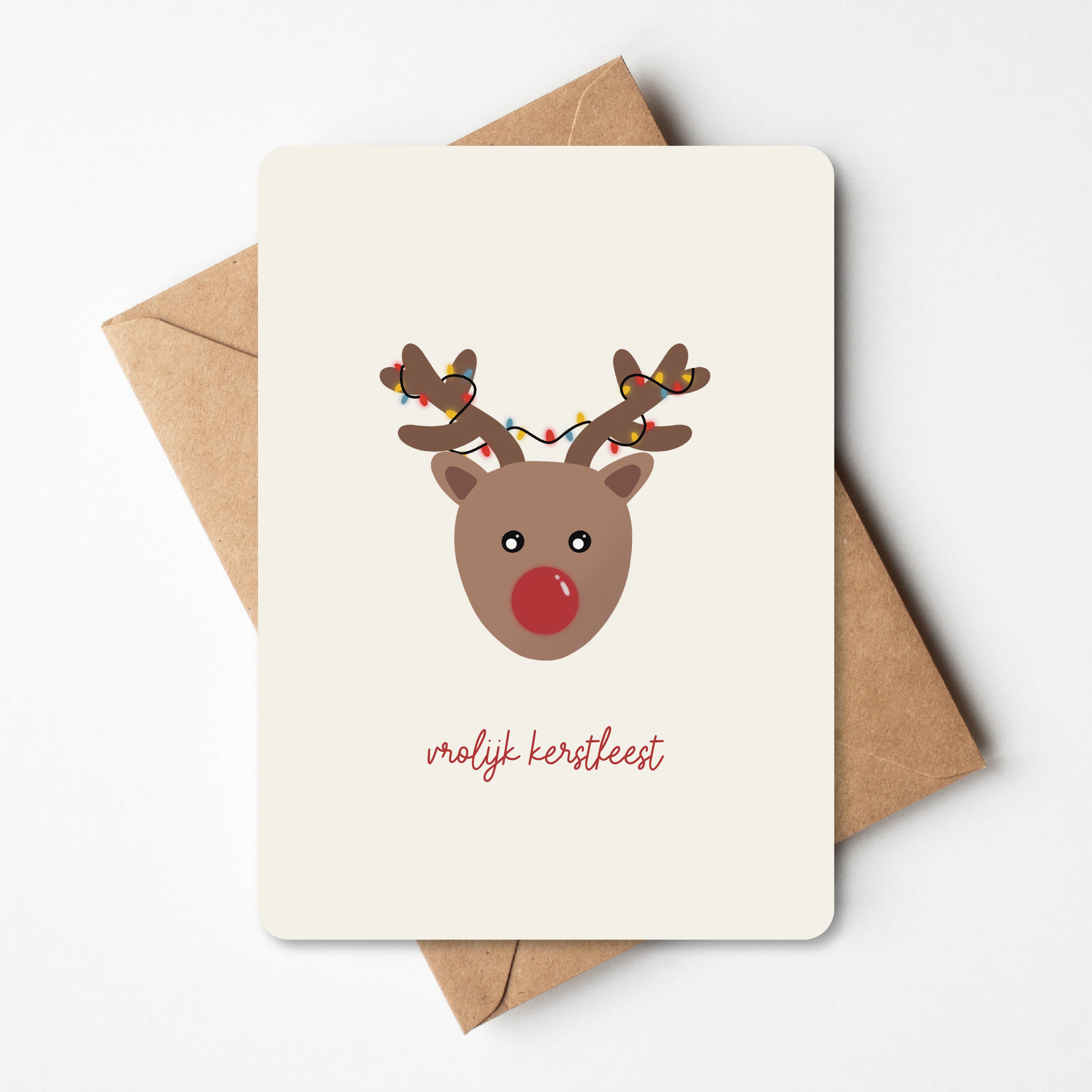 Leuke kerstkaart met rudolph 