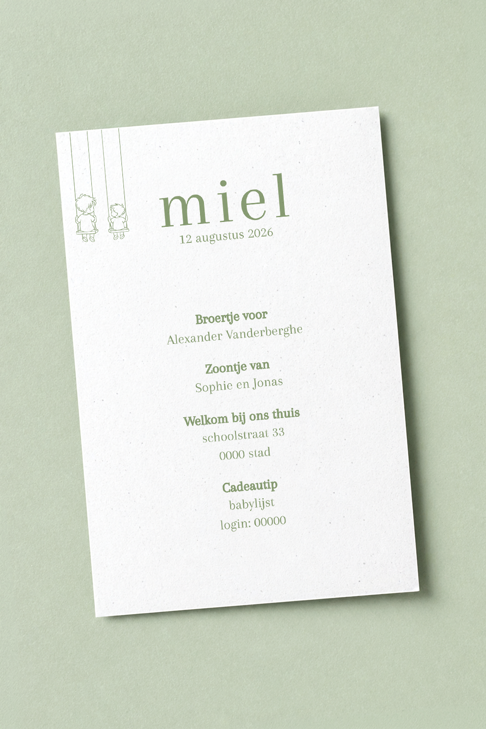 Canva geboortekaart template - Miel