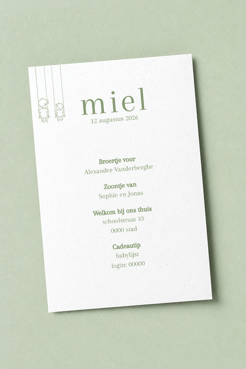 Canva geboortekaart template - Miel