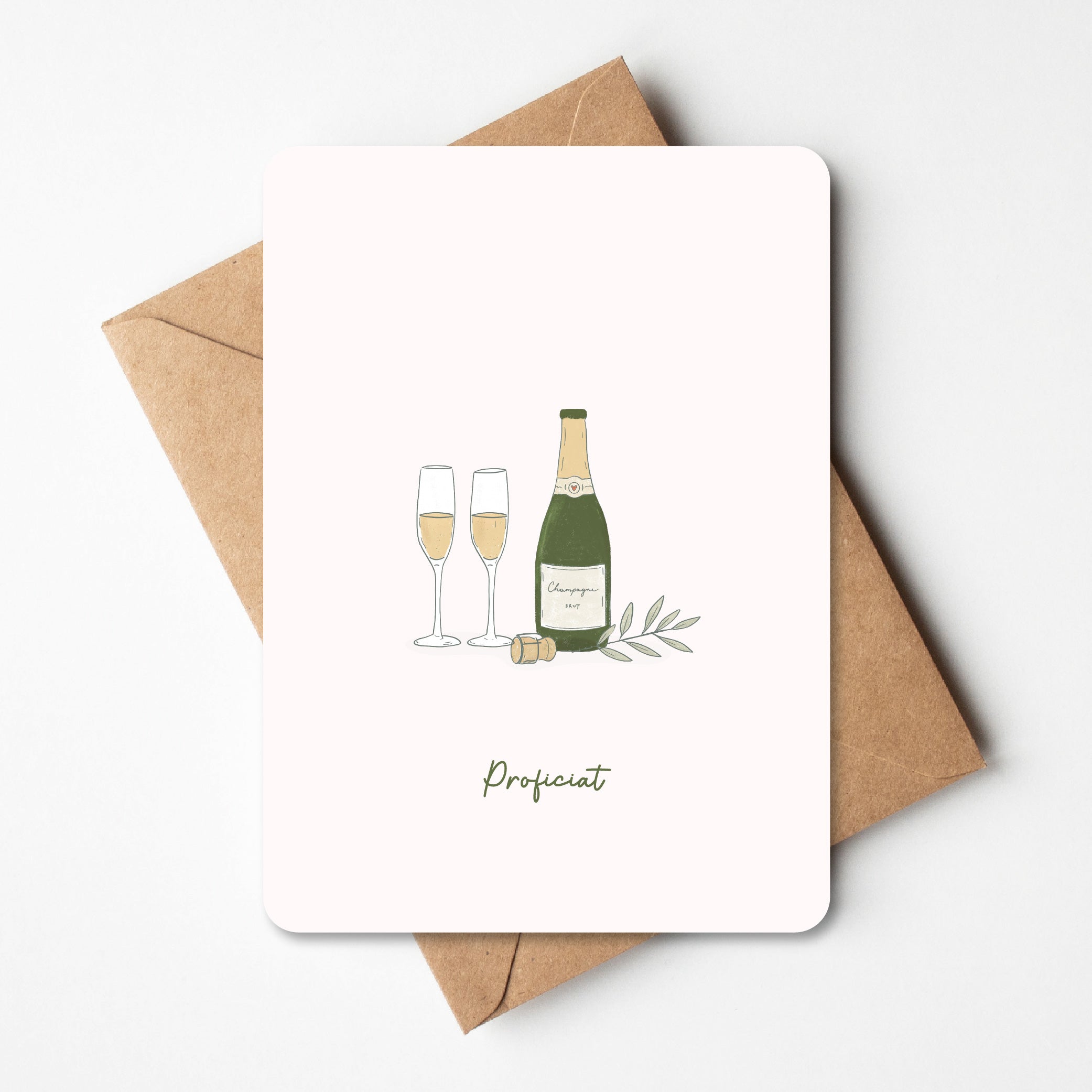 Proficiat - Champagne met twee glazen