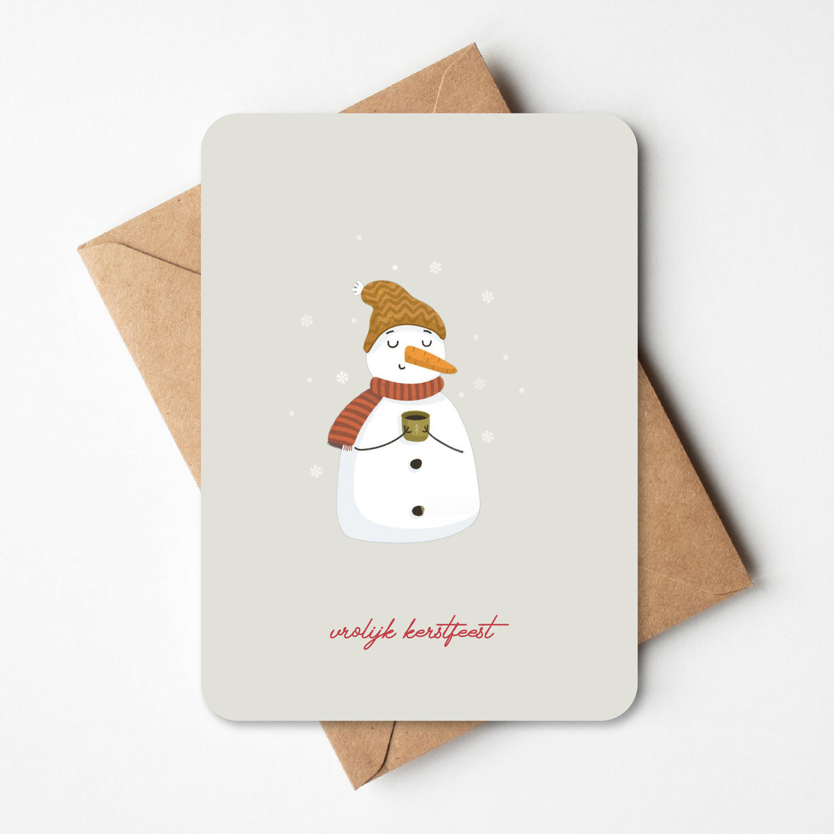 Kerstkaart - Sneeuwmannetje drankje