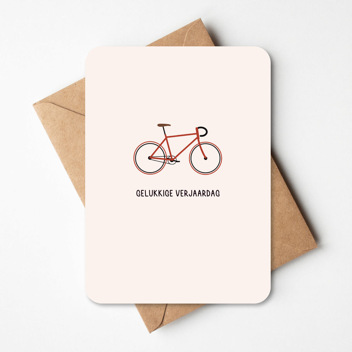 verjaardagskaart met koersfiets op