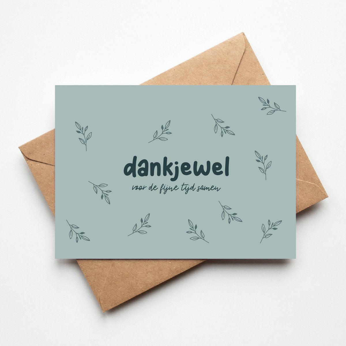 Groene kaart met de tekst: dankjewel voor de fijne tijd samen