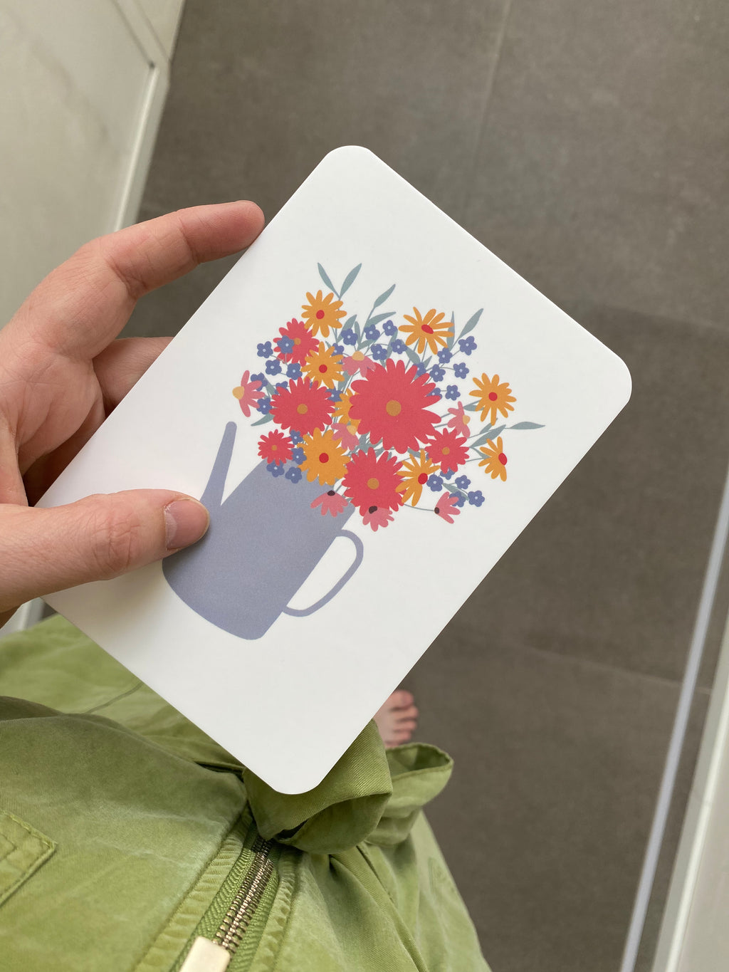 Wenskaart - Kan met bloemen