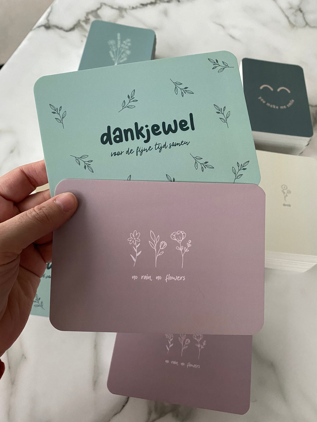 Wenskaart | no rain, no flowers